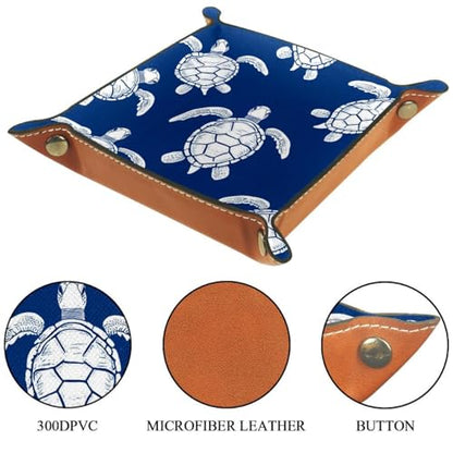 Dice Trays Turtles Blue Holder Storage Box for Dice Games Like RPG DND, Leather Dice Holder Portable Folding Rolling Dice Tray, 16x16cm - color: Multi 4