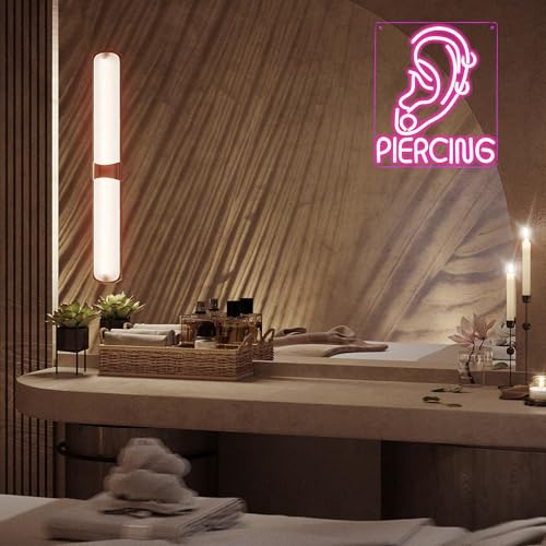 Ear Piercing Neon Sign, Cool Pink Dimmable LED Creative Ear Earring Neon Light, Tattoo Studio Barber Salon Massage SPA Shop Neon Light Decoration, Suitable Gift For Young People And Girls(13 * 11in) - style: Ear Piercing