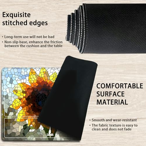 MTG Playmat with Zones, TCG Card Game Play Mat with Stitched Edges, Non-Slip Rubber Base Gaming Desk Mat, Smooth Surface 24 x 14 Inch, Mosaic Sunflowers - color: Mosaic Sunflowers, size: Zone 1