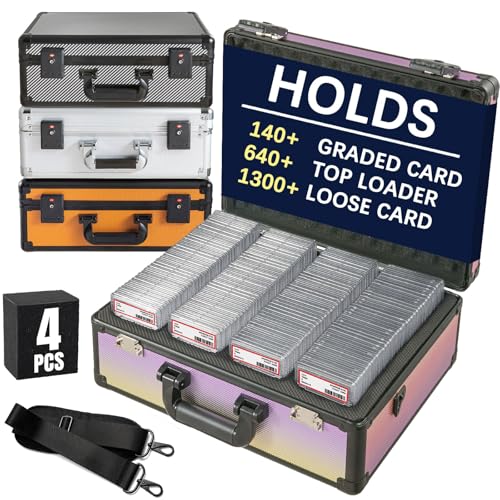 Graded Card Storage Box – Aluminum Alloy Trading Cards Storage Box with Combination Lock - Holds 140+ Graded Cards, Sports Card Case, Fits PSA, CSG, BGS (Colorful) - color: Colorful