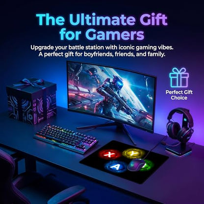 Gamepad Button Big Mouse Pad Large, Gaming Controller‌ Mouse Pad Desk Pad, Long Computer Keyboard Mouse Mat Mousepad with Non-Slip Base and Stitched Edge for Gaming and Office (XYAB, 12.6" x 10.6") - color: XYAB, size: 12.6L x 10.6W inches