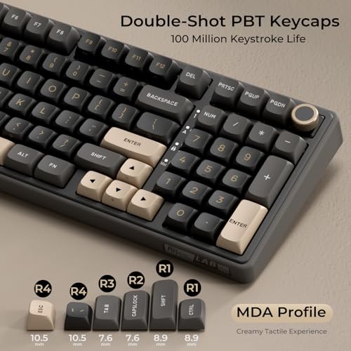 RK ROYAL KLUDGE R98 Pro Wired Mechanical Keyboard, 96% Creamy Gaming Keyboard RGB Backlit with Number Pad and Volume Knob, Gasket Mount, MDA Profile PBT Keycaps, Hot Swappable Pre-lubed Linear Switch - color: Black, size: Hot Swappable Cream Switch