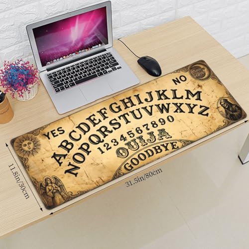 Extended Gaming Mouse Pad, Retro Ouija Board Large Desk Mat 31.5 x 11.8 Inch, Non-Slip Rubber Base Keyboard Pad for Office & Home - color: 15
