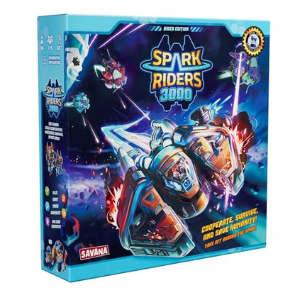 SAVANA Spark Riders 3000 - Rider Edition - Sci-Fi Survival Board Game | Pilot, Repair & Fight Aliens with The Interactive App | 1–4 Players, Ages 10+, 60 Min Playtime | Solo & Team Strategy Game - style: Rider Edition
