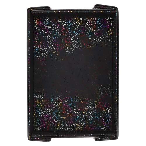 Dice Tray PU Leather Mat Magnetic Folding Dice Rolling Tray Holder Laser Gradient Rectangle Storage Box Perfect for DND Table Games & Entryway & Nightstand Organizer (Black) - color: Black
