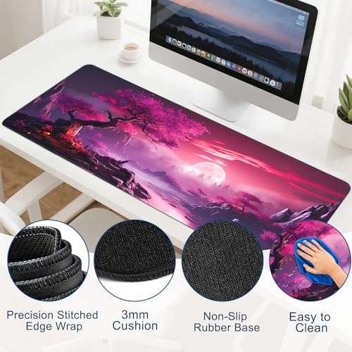 Gaming Mouse Pad, Desk Mat for Keyboard and Mouse, Large Mouse Pad for Desk, Computer Mousepad - color: Full Moon 3