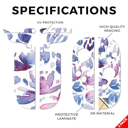 Glossy Glitter Gaming Skin Compatible with Nintendo Switch 2 Joy-Con Controller 2 Pack - Blue Petals - Premium 3M Vinyl Protective Wrap Decal Cover - Easy to Apply | Crafted in The USA by MightySkins - color: Blue Petals, size: 2 Pack of Joy-Con Skins, st