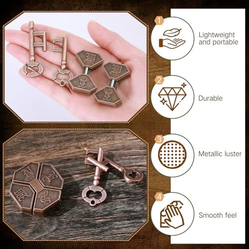 2 Pcs Metal Brain Teaser Puzzle for Adult Teen,Compass Box Key Lock | 3D Logic Puzzle Set, Iq Education Challenge Toy, Unlock Interlocking Puzzle Gift, Brain Puzzles for Family Classroom - style: Compass Box Key Lock