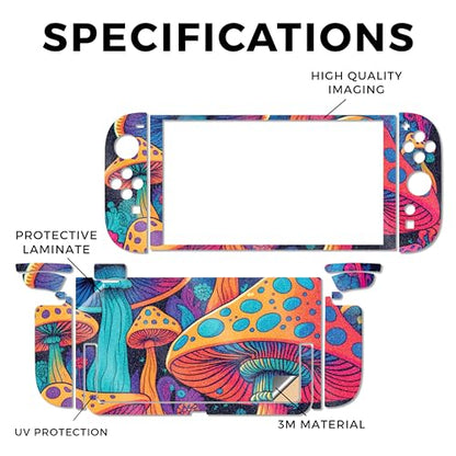 Glossy Glitter Gaming Skin Compatible with Nintendo Switch 2 Console Only - Mushrooms - Premium 3M Vinyl Protective Wrap Decal Cover - Easy to Apply | Crafted in The USA by MightySkins - color: Mushrooms, size: Switch 2 Console Skin Only, style: Glossy Gl