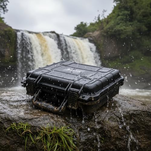 MEIJIA All Weather Waterproof Hard Camera Case,Hard Case,With Customized Fit Foam Included, Elegant Black,Fit for Drones,camera,lens (13.39"x11.61"x3.93") - size: 13.39"x11.61"x3.93"