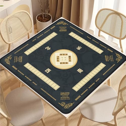 2F22E Mahjong Mat - Non-Slip Noise Reduction Gaming Mat 32.4x32.4 Inch for Mahjong/Poker/Board Games/Card Games/Dominoes (Black) - color: Black