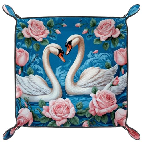 Swans Roses Flowers Dice Tray Dice Rolling Tray Folding Dice Holder for Dice Games, Like RPG, DND and Other Table Games - color: Multi 10