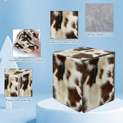 Card Deck Box for MTG Commander,Collectible Trading Storage Box Fits 120+ Single Sleeved Cards Magnetic Case PU Leather for Magic Commander TCG CCG MTG,Brown Fur Pattern - color: Brown Fur Pattern