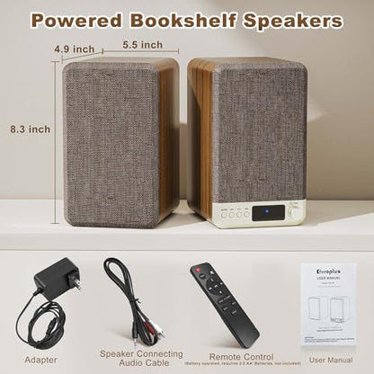 Powered Bookshelf Speakers for Turntable Vinyl Record Player | 30W*2, 3.5 Inch Woofer, AUX/RCA/BT Wired & Wireless Input, Compact Desktop HiFi Stereo Sound Active Speakers for Computer PC - size: 3.5 Inch Woofer