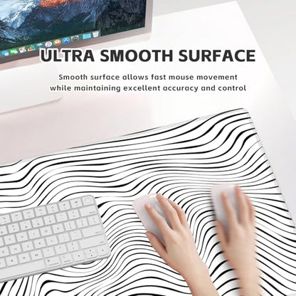 Baziabbo Desk Mat,XXL Extended Large Mouse Pad,Gaming Mousepad with Stitched Edge,Non-Slip Rubber Base Keyboard Desk Pad for Home Office Study Game (Lines) - color: Lines