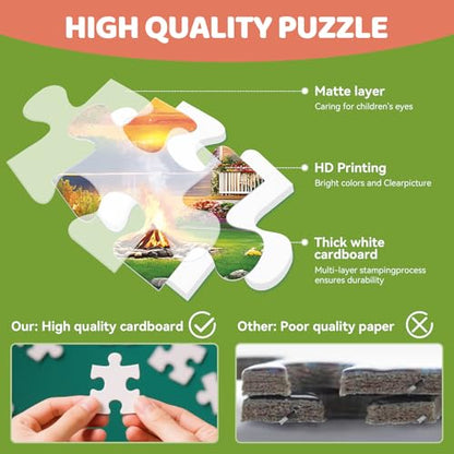 300 Piece Puzzle for Adults, Large Piece Elderly Jigsaw Puzzle, Lakeside Villa with Cat and Garden, Family Kids and Adults Fun Gift, 20.5x15 in - color: Lakeside Villa