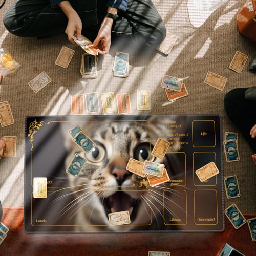 DEGDFSGR Magic The Gathering Playmat 24 x 14 inches, Surprised Cat Cute Cat - color: Surprised Cat Cute Cat, size: 24" x 14"