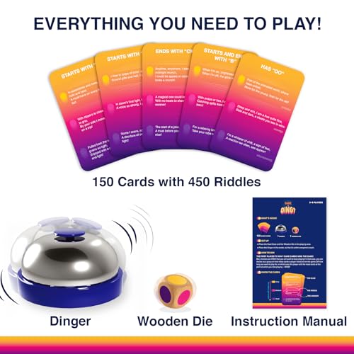 Dare to Ding – Game of Riddles & Reflexes, Guess the Riddle Game, 3 Levels | Fast-Paced Card Game, 450+ Riddles, Family-Friendly Game for Teens, Families & Adults, Gift for Ages 10 & Up, 3–8 Players