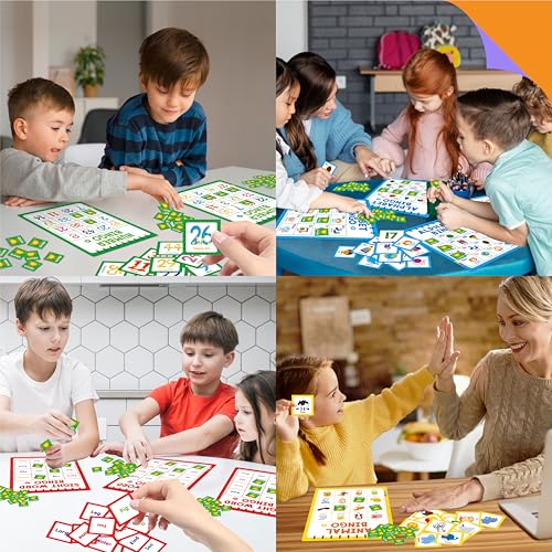 Family Bingo Game, Alphabet, Animal, Sight Word & Number Bingo Board Game, Counting and Matching Skills Classic Educational Game for Kindergarten and Preschool Kids, Perfect for Home and Classroom - style: Alphabet, Animal, Sight Word & Number