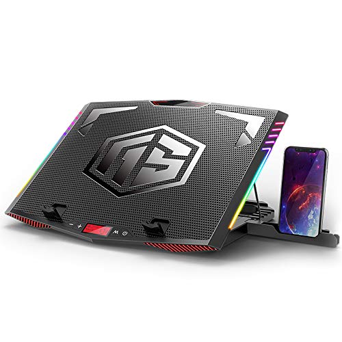 MeFee RGB Laptop Cooling Pad for 15.6-21 Inch Professional Gaming Laptop Cooler with 6 Quiet Fans and Button Control, Pure Metal Panel Portable Cooler