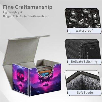 Giant Skull Island for MTG Deck Box, 100+ Double Sleeved Card Storage Case, PU Leather Commander Deck Case for TCG Magic Yugioh, Magnetic Closure - color: Giant Skull Island