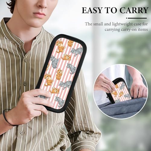 PPIKTC Portable Game Protection Case Compatible with Nintendo Switch, Hard Shell Shockproof Carrying Case, Cute Cat Pink Stripes Game Bag - color: Design (205)