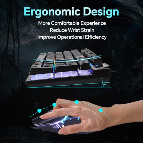 CHONCHOW Gaming Keyboard and Mouse Combo, Wired RGB Backlit for PC Gamer | Mechanical Feel, Anti-ghosting, USB Light Up Keyboard 3200DPI Gaming Mouse, LED Gaming Set for Laptop PS4 Xbox Mac Game Work