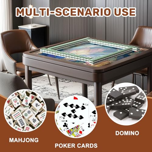 Mahjong Mat 31.5" x 31.5" Tranquil Pond Watercolor Art Lotus Flowers Vibrant Fish Non-Slip Noise Reduction Mahjong Tiles Table Cover for Dominoes Poker Card Board and Tile Games - color: Color6