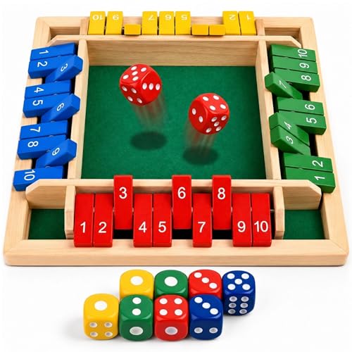 Shut The Box Math Board Game Wooden Dice Toy for 1-4 Players Kids Adults | Montessori STEM Education, Fine Motor Skills, Hand Eye Coordination, Preschool Development, Family Night, Camping Activity