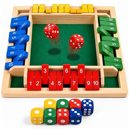 Shut The Box Math Board Game Wooden Dice Toy for 1-4 Players Kids Adults | Montessori STEM Education, Fine Motor Skills, Hand Eye Coordination, Preschool Development, Family Night, Camping Activity