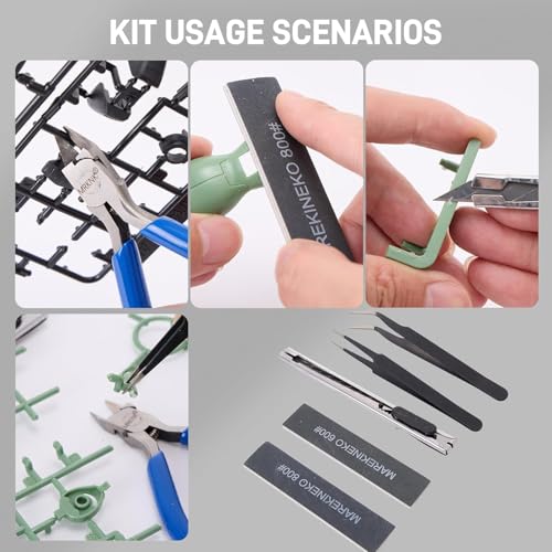 Model Building Tools Kit,6-Piece with 4.3inch Precision Model Nipper, Clean Cuts with No Whitening, for Plastic Models, Gundam, Miniatures