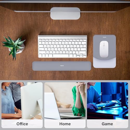 MOSISO Wrist Rest Support Mouse Pad & Keyboard Set, Gray | Rectangular Ergonomic Mousepad, Non-Slip Base, Home/Office Pain Relief & Easy Typing, Neoprene Cloth & Raised Silicone Lining - color: Gray