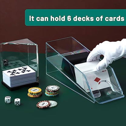 Honoson 6 Deck Blackjack Shoe and Discard Tray Acrylic, Clear | Card Dispenser for Poker Games, Dealing Shoe with Discard Holder for Casino Blackjack, Transparent Acrylic Material - color: Clear, style: 6 Deck