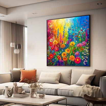 Bgraamiens Rainbow Flowers Garden 1000 Piece Puzzle for Adults,Hard Color Challenge for Wall Decro - color: Rainbow Flowers Garden