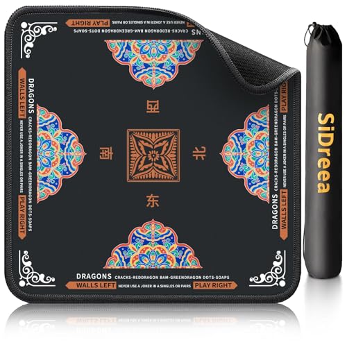 Mahjong Mat 32.4” x 32.4”, 3mm Thick Non-Slip Rubber Back Mahjong Table Mat, Noise Reduction Waterproof Mahjong Game Mat for Table, Mahjong Tile Mat for Cards, Dominoes & Board Games (Black2) - color: Black2