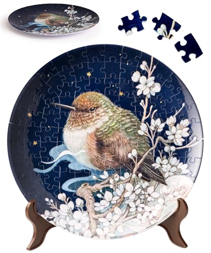 PieceRelax 3D Puzzle Plate 124 Pieces - Phoenix Chan - Bird on Plum Branch - Jigsaw Puzzle for Adults, Decorative Plate with Durable Plastic Pieces, Ideal Gift for Home or Office Décor [PL1007] - color: Phoenix Chan - Bird on Plum Branch