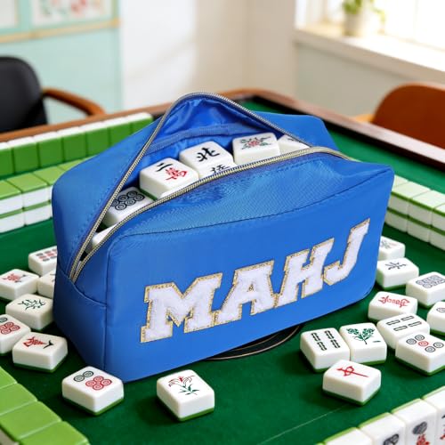 Mahjong Tile Bag Mahjong Bag with Zipper Travel Mahjong Carrying Case Storage Pouch Gifts for Mahjong Lovers Accessories - color: Royal-mahj