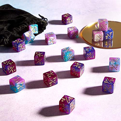 Sumind 48 Pcs Counter Dice -1/+1 Counters Ability Keyword Counters Buff Tokens 6 Sided Dice Gifts Compatible with CCG TCG Cards Gaming Accessory (Trendy Style) - style: Trendy Style