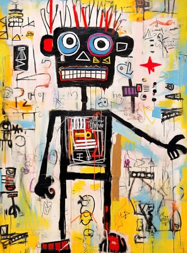 Cross & Glory | 1000 Piece Jigsaw Puzzles for Adults | Neon Robot Rhapsody | Abstract Neo-Expressionism Art | Luminous Yellow Highlights | 2mm Thick Pieces | Satin Finish | Ages 14+ - color: Neon Robot Rhapsody