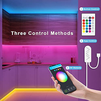 Tatazone RGBWW Bluetooth LED Strip Lights, 65.6ft Tunable White 3000K to 6500K+RGB Led Light Strips, Music Sync Color Changing Indoor LED Rope Lights for Cabinet, Bedroom,2 Roll of 32.8ft - style: Bluetooth-65.6ft-Not Support Alexa and Google