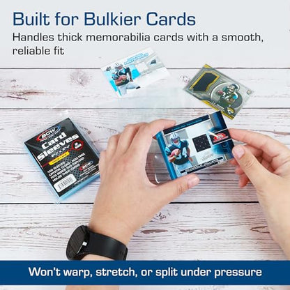 BCW Thick Trading Card Sleeve - 500 ct | Crystal Clear Polypropylene Protective Sleeves for Collectible Cards | Card Protector Sleeves Holds Trading Cards Up To 240pt | Fits Thick-Card Topload Holders