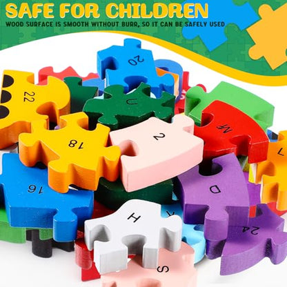Yunsailing 4 Pcs Alphabet Jigsaw Puzzle Wooden Blocks Toys Alphabet Educational Toddler Puzzle Toys for Preschool Learning Party Favor Gift Learning(Elephant, Bear, Dinosaur, Cow) - style: Elephant, Bear, Dinosaur, Cow