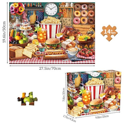 Food Feast Jigsaw Puzzles, Puzzles for Adults 1000 Pieces, Lumière's Banquet Impossible Challenging Puzzles Game, Interlock Perfectly No Dust, Gifts for Easter Father's Mother’s Day - color: Lumière's Banquet