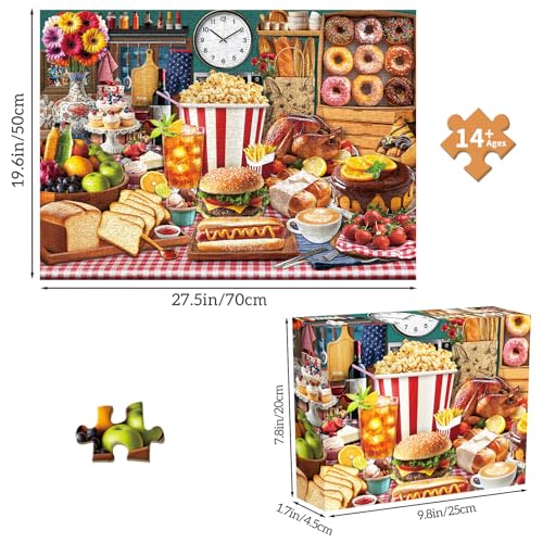 Food Feast Jigsaw Puzzles, Puzzles for Adults 1000 Pieces, Lumière's Banquet Impossible Challenging Puzzles Game, Interlock Perfectly No Dust, Gifts for Easter Father's Mother’s Day - color: Lumière's Banquet