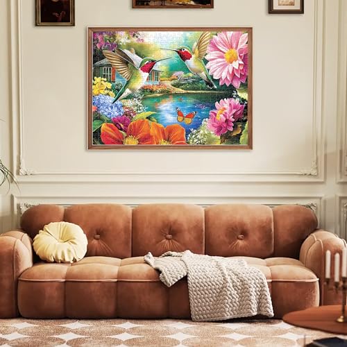 500 Pieces Puzzles for Adults Puzzle Hummingbird Flower Jigsaw Puzzles 500 Piece for Seniors, Letters on Back Challenging Toys Great Gift for Family Friends 20.5 x 15 in - style: Hummingbird Puzzle