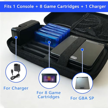 Carrying Case for Gameboy Advance SP | Accessories for GBA SP | Hard Storage Portable Bag for GBA SP - Holds 8 Game Cards& Charging Pocket
