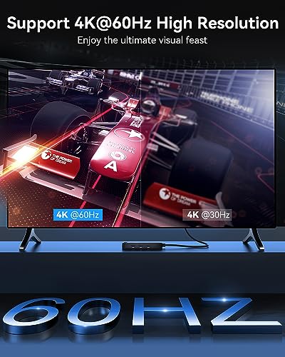 HDMI 스위치 4K@60Hz, vilcome 4K HDMI 스플리터 3 in 1 출력, 3 포트 Hdmi 스위처 박스, UHD 3D HDR 지원, Xbox PS3 4 5 TV 게이밍 Roku HDTV 파이어 스틱용 멀티 포트 HDMI 허브 셀렉터 - color: 3.8m(1.25피트) 케이블