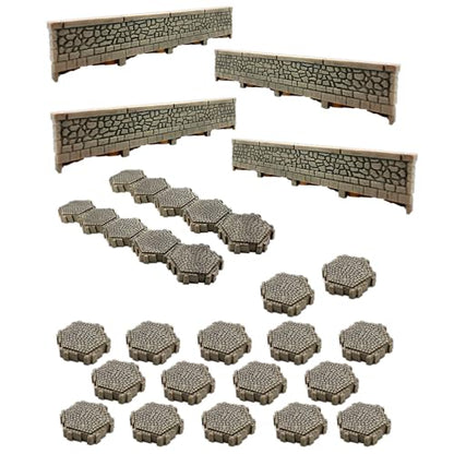 Renegade Game Studios Heroscape Roads of Valhalla Terrain Expansion | Expansion Set Includes 18 Hex Road Tiles & 4 Short Walls for Custom Bridges, Compatible with All Heroscape Master Sets