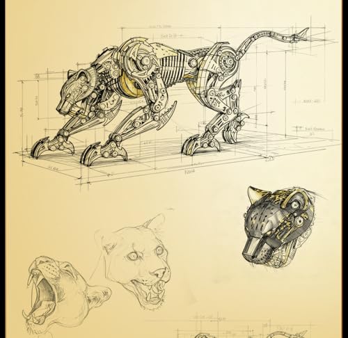 3-D Metal Cheetah Model Building Kit for Adults: Steampunk Leopard Challenge - 3-D Puzzle Jigsaw, DIY Mechanical Engineering Toy, Unique Gifts for Men & Women (Golden) - color: Golden