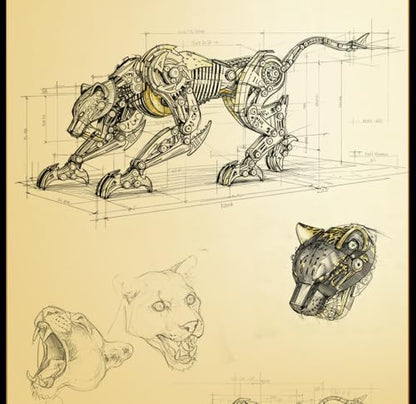 3-D Metal Cheetah Model Building Kit for Adults: Steampunk Leopard Challenge - 3-D Puzzle Jigsaw, DIY Mechanical Engineering Toy, Unique Gifts for Men & Women (Golden) - color: Golden